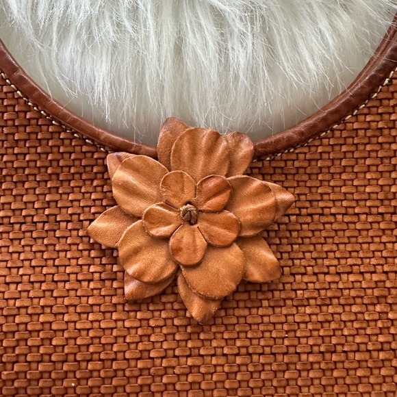 PAOLO MASI Made in ITALY Genuine TAN-BROWN WOVEN LEATHER Shoulder Handbag Hobo - Picture 3 of 8